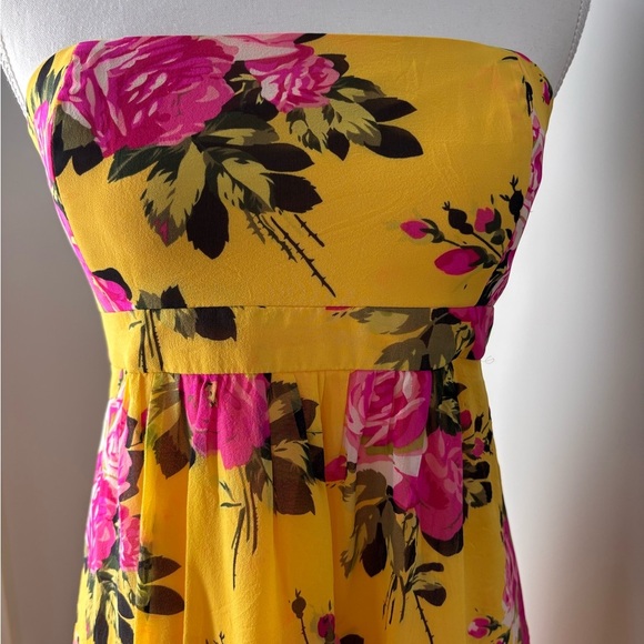 Betsey Johnson Strapless Yellow Floral Dress - Picture 4 of 10